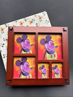 Disney World Park 9x9 Wooden Picture Frame. NEW. Mickey Mouse Picture Frame